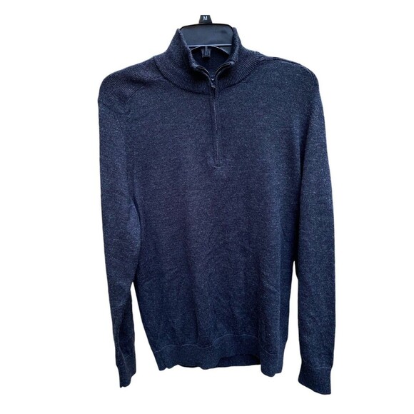 Express Merino Wool Blend Quarter Zip Sweater Size Medium M Dark Gray Mockneck - Picture 1 of 7